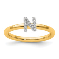 14K Stackable Diamond Initial N Ring-SK2112NY