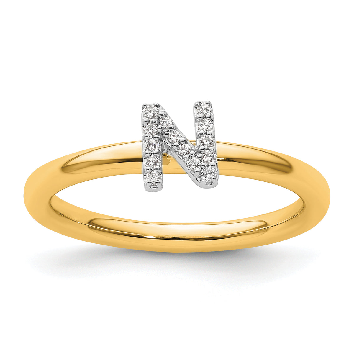 14K Stackable Diamond Initial N Ring-SK2112NY