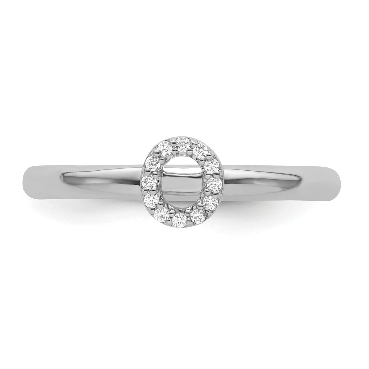 14K White Gold Stackable Diamond Initial O Ring-SK2112OW