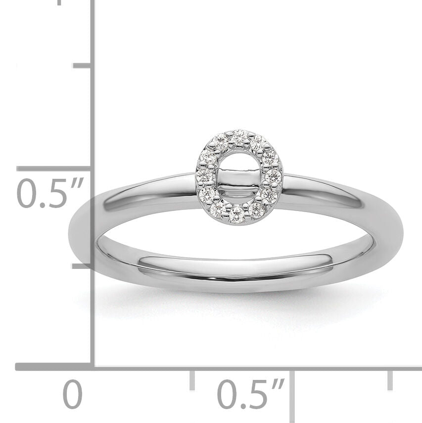 14K White Gold Stackable Diamond Initial O Ring-SK2112OW