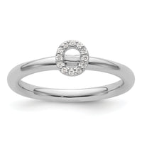 14K White Gold Stackable Diamond Initial O Ring-SK2112OW