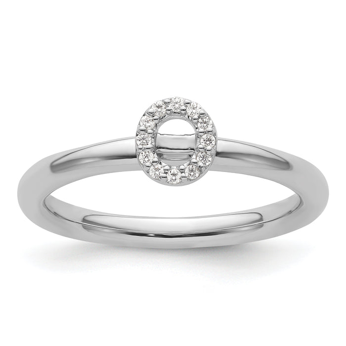 14K White Gold Stackable Diamond Initial O Ring-SK2112OW