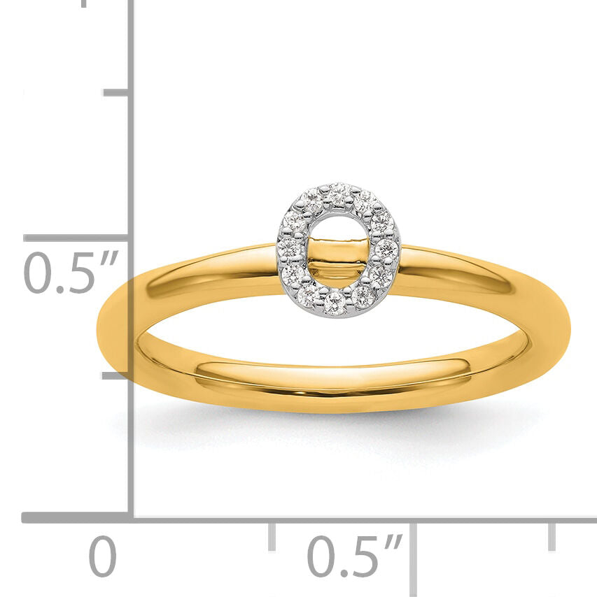 14K Stackable Diamond Initial O Ring-SK2112OY