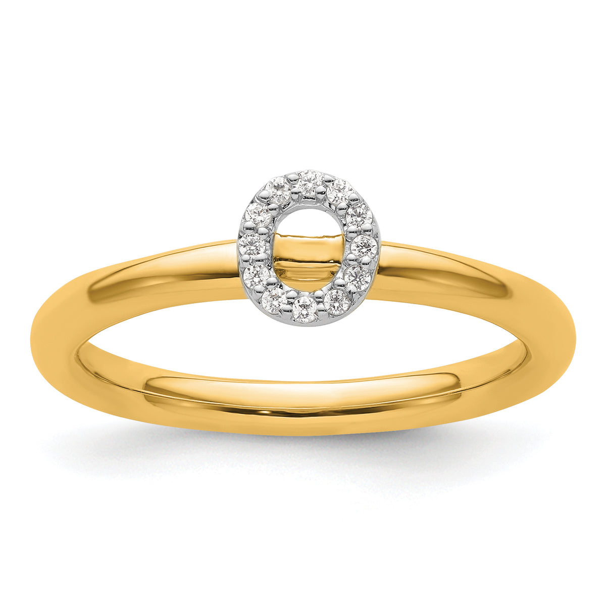 14K Stackable Diamond Initial O Ring-SK2112OY