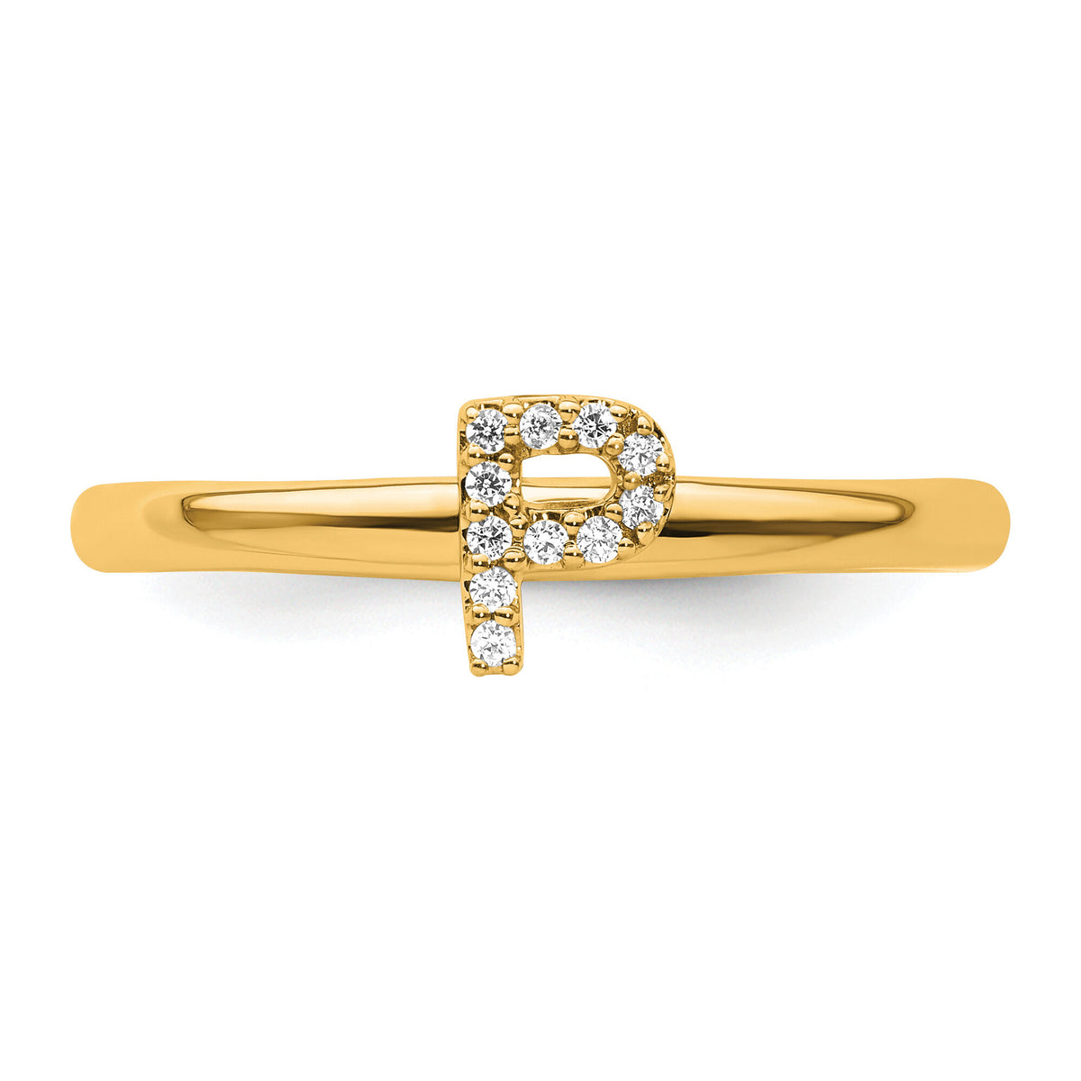 14K Stackable Diamond Initial P Ring-SK2112PY