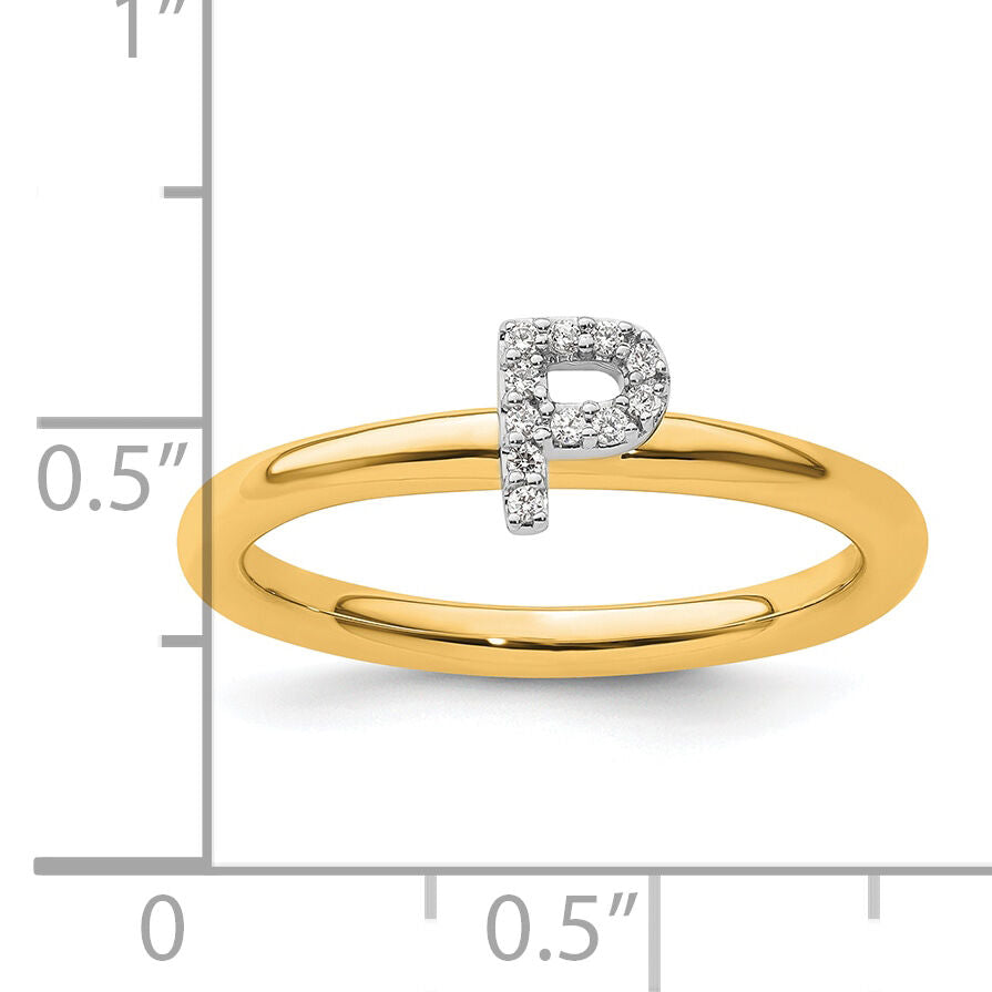 14K Stackable Diamond Initial P Ring-SK2112PY
