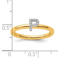 14K Stackable Diamond Initial P Ring-SK2112PY