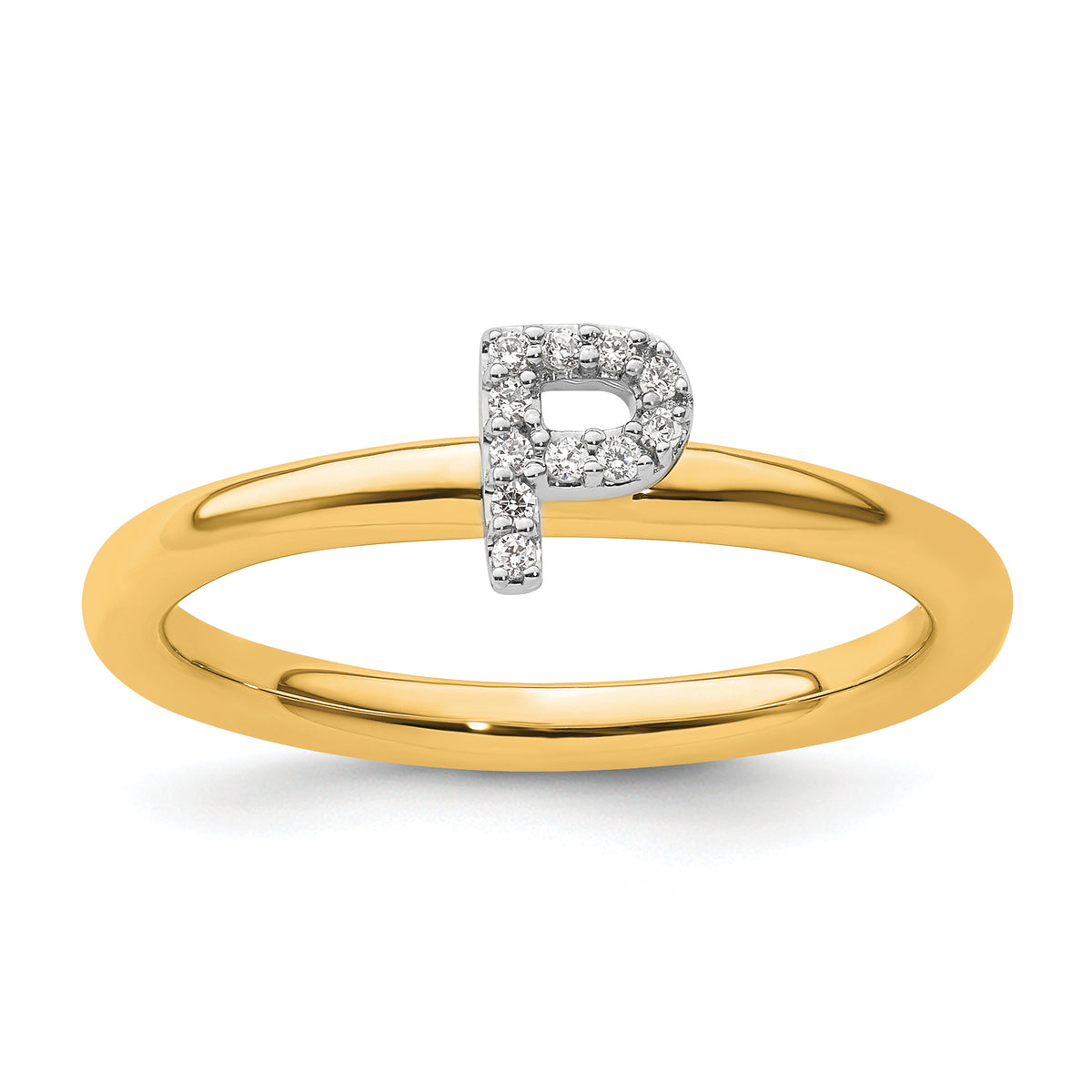 14K Stackable Diamond Initial P Ring-SK2112PY