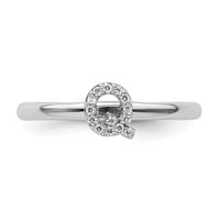 14K White Gold Stackable Diamond Initial Q Ring-SK2112QW