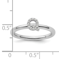 14K White Gold Stackable Diamond Initial Q Ring-SK2112QW