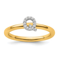 14K Stackable Diamond Initial Q Ring-SK2112QY