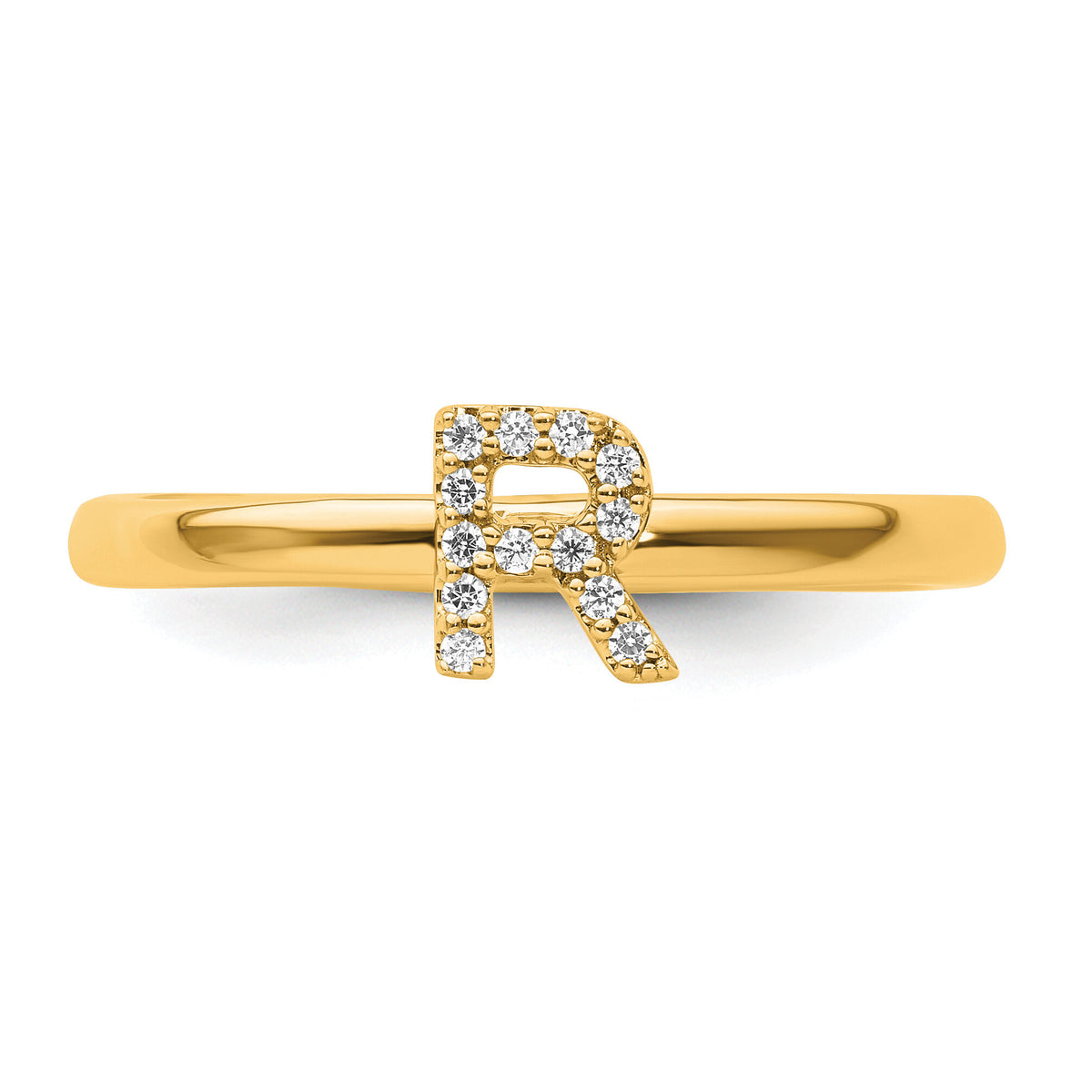 14K Stackable Diamond Initial R Ring-SK2112RY