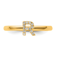 14K Stackable Diamond Initial R Ring-SK2112RY