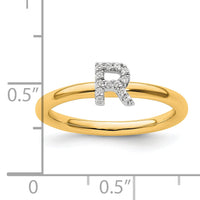 14K Stackable Diamond Initial R Ring-SK2112RY