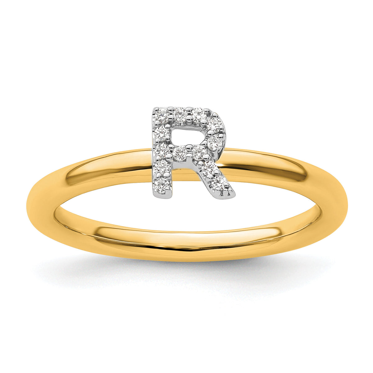 14K Stackable Diamond Initial R Ring-SK2112RY