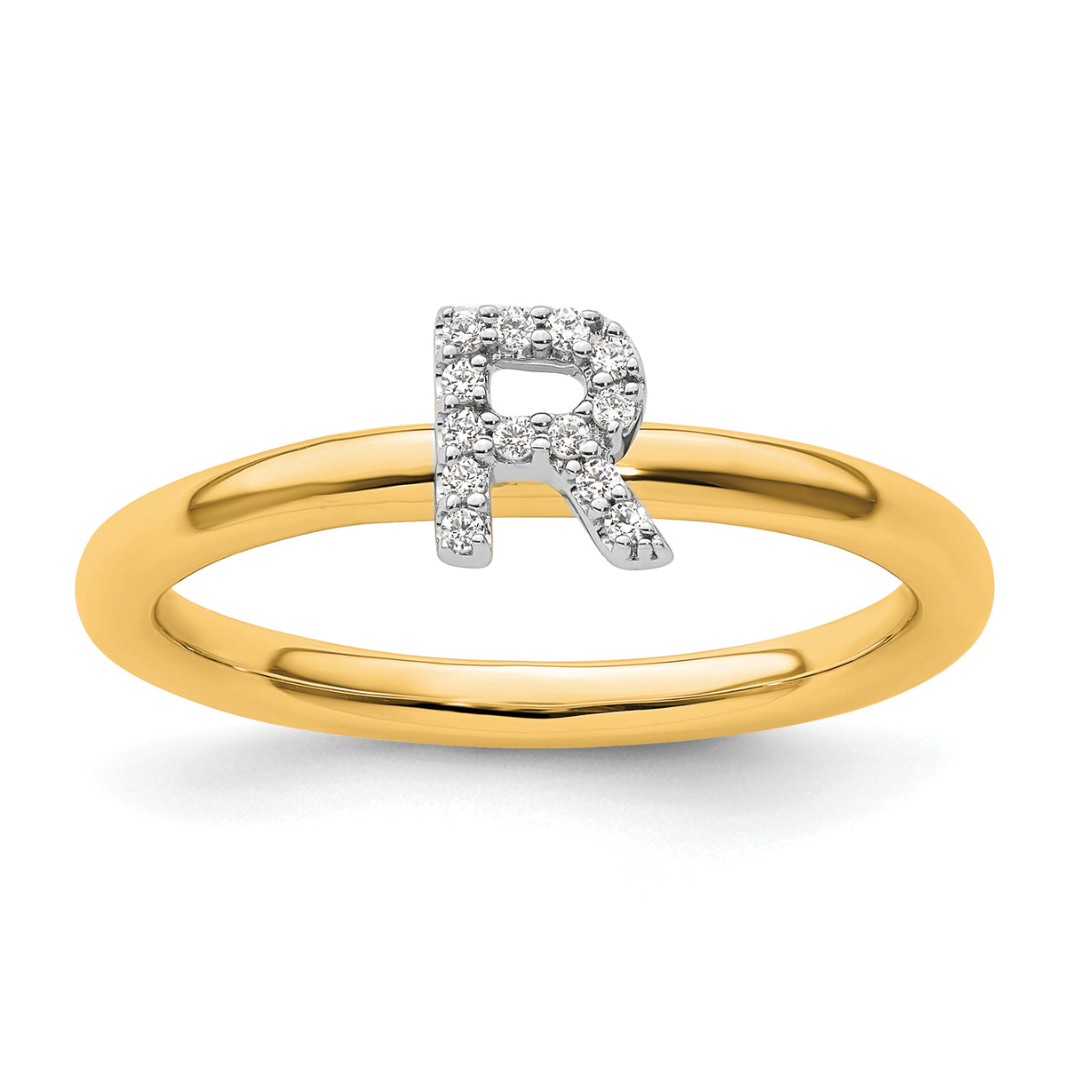 14K Stackable Diamond Initial R Ring-SK2112RY