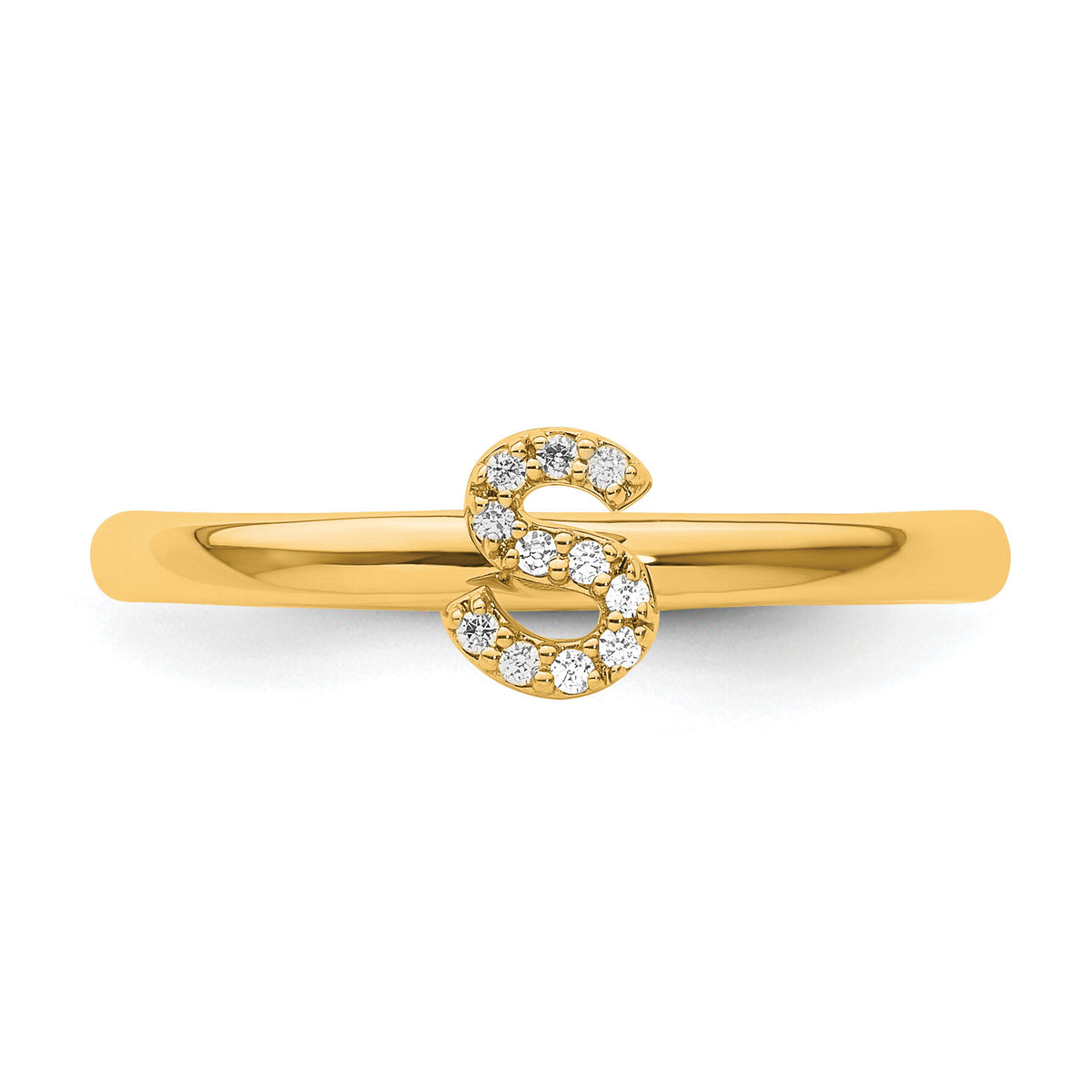 14K Stackable Diamond Initial S Ring-SK2112SY