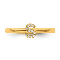 14K Stackable Diamond Initial S Ring-SK2112SY
