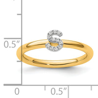 14K Stackable Diamond Initial S Ring-SK2112SY