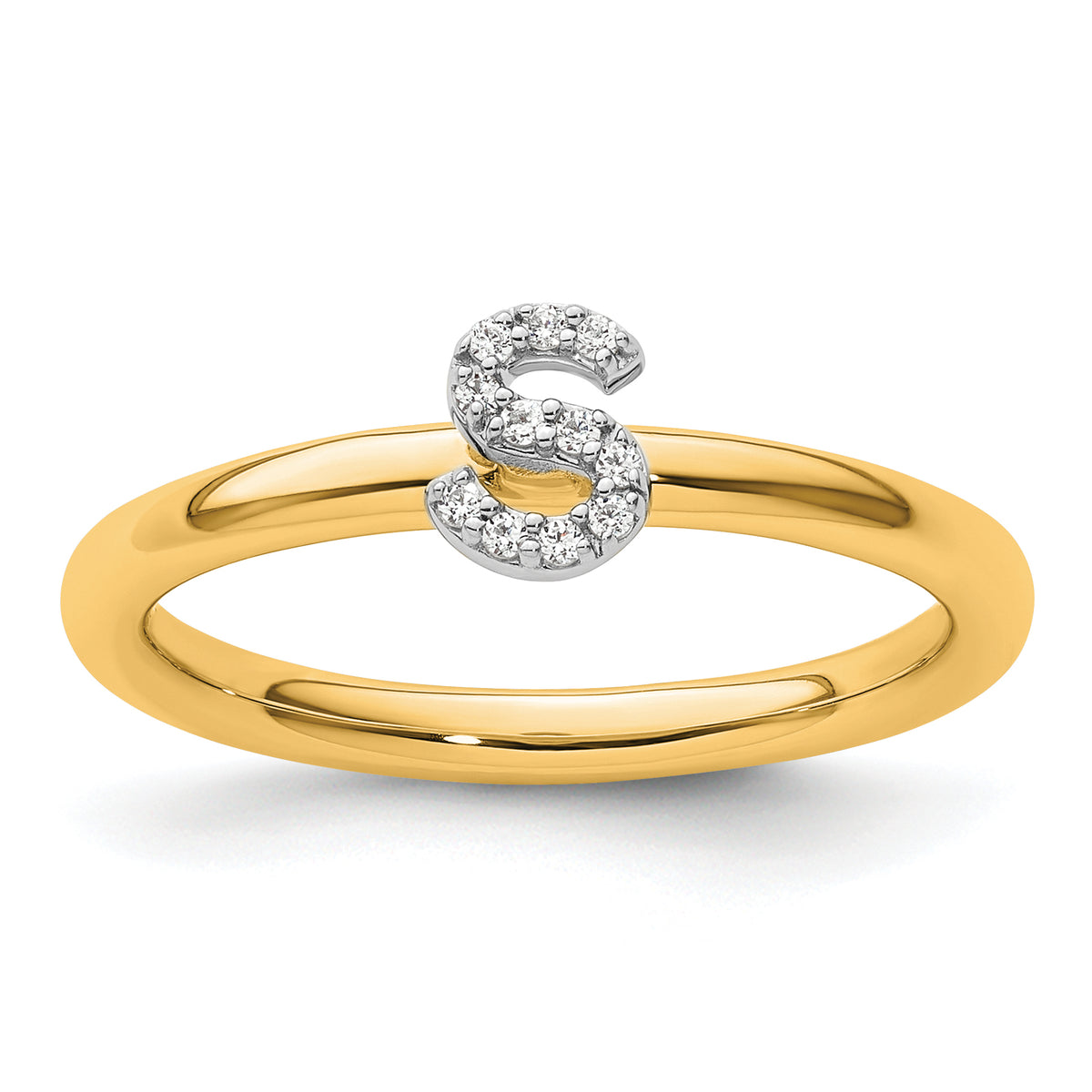 14K Stackable Diamond Initial S Ring-SK2112SY