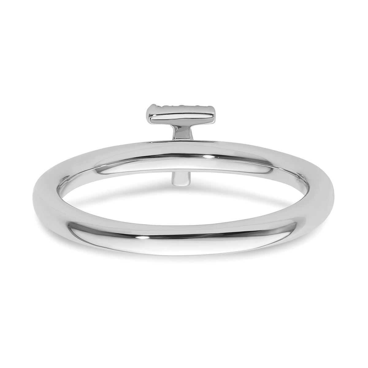 14K White Gold Stackable Diamond Initial T Ring-SK2112TW