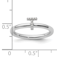 14K White Gold Stackable Diamond Initial T Ring-SK2112TW