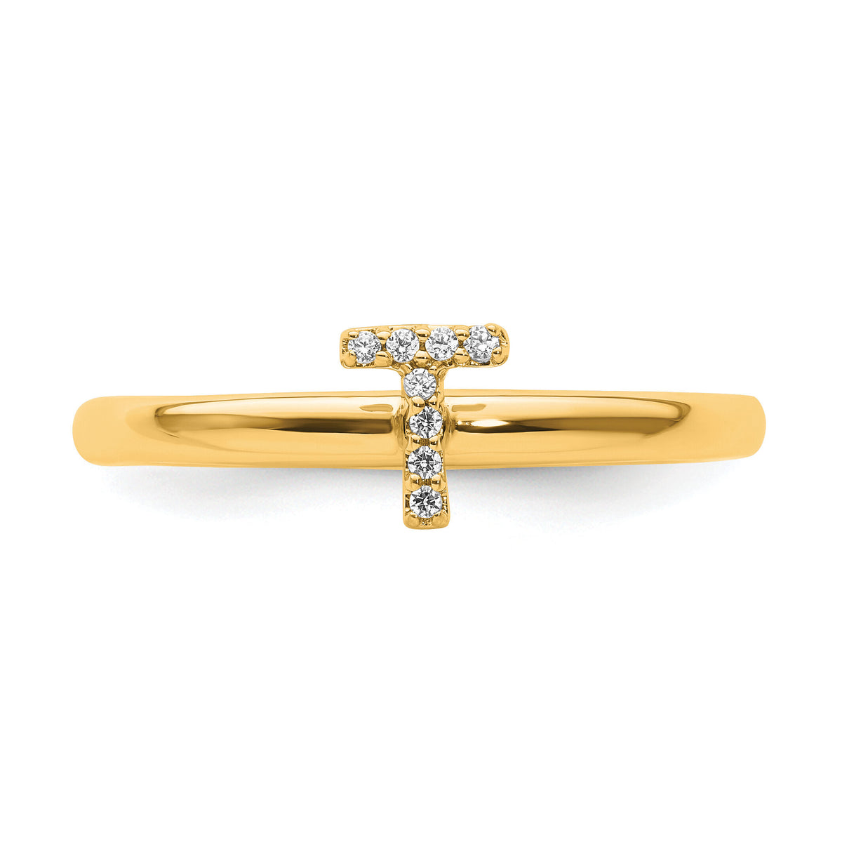 14K Stackable Diamond Initial T Ring-SK2112TY