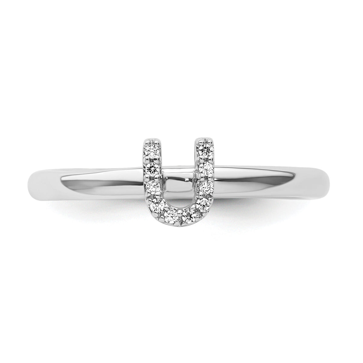 14K White Gold Stackable Diamond Initial U Ring-SK2112UW
