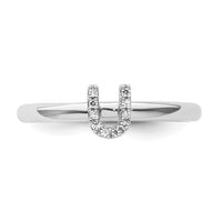 14K White Gold Stackable Diamond Initial U Ring-SK2112UW