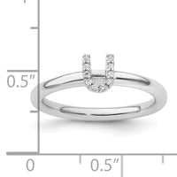 14K White Gold Stackable Diamond Initial U Ring-SK2112UW