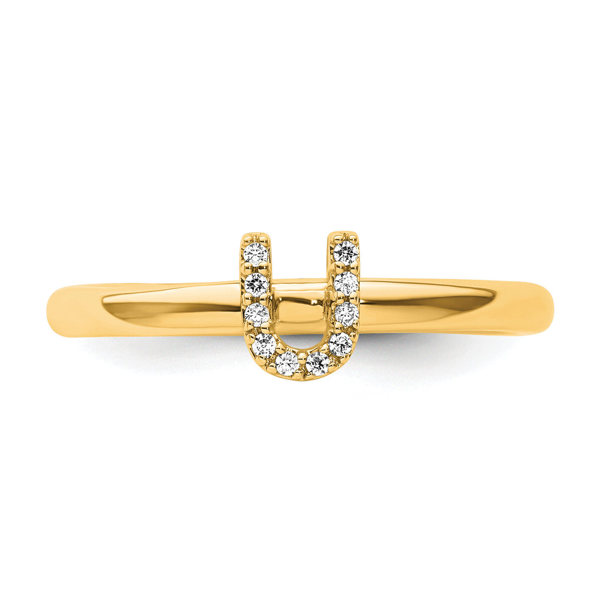 14K Stackable Diamond Initial U Ring-SK2112UY