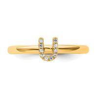 14K Stackable Diamond Initial U Ring-SK2112UY