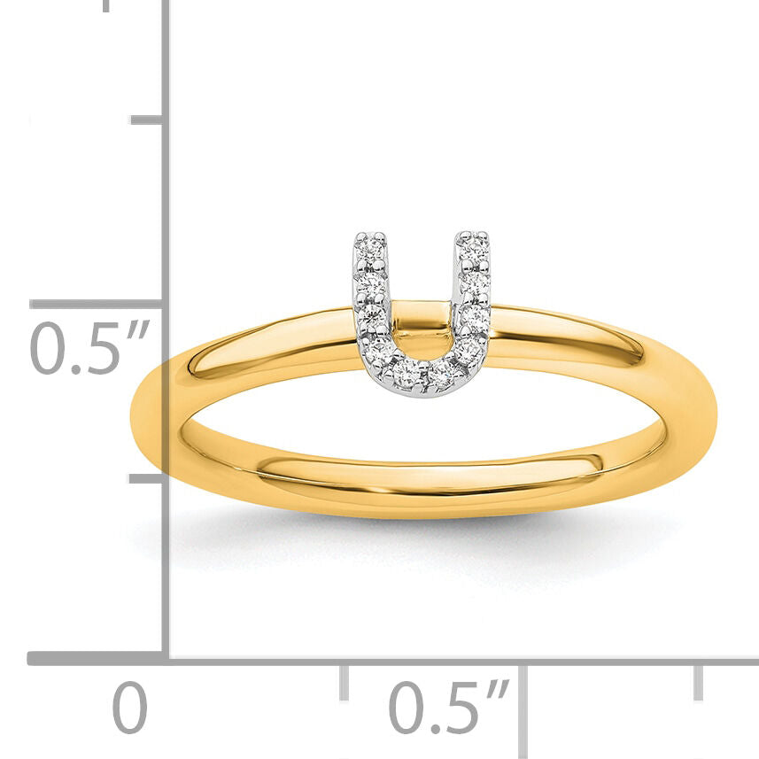 14K Stackable Diamond Initial U Ring-SK2112UY