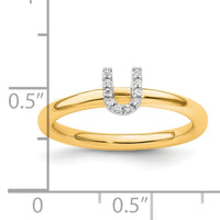 14K Stackable Diamond Initial U Ring-SK2112UY