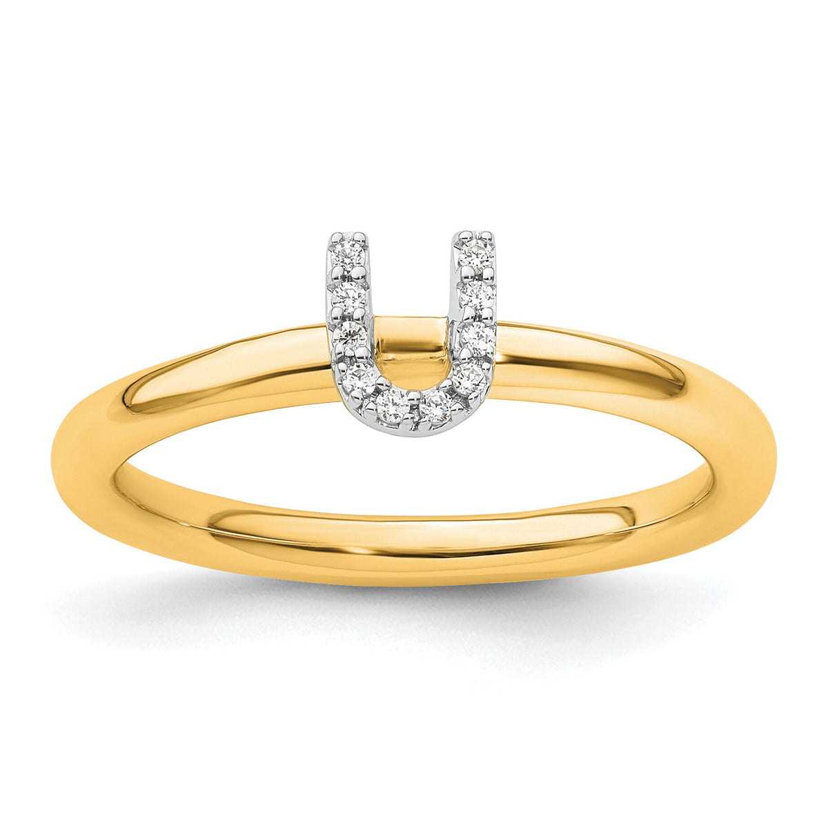 14K Stackable Diamond Initial U Ring-SK2112UY