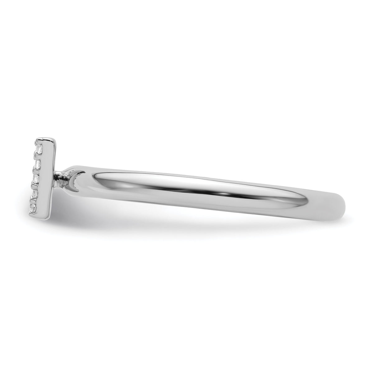 14K White Gold Stackable Diamond Initial V Ring-SK2112VW