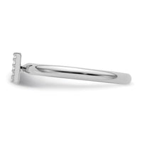 14K White Gold Stackable Diamond Initial V Ring-SK2112VW