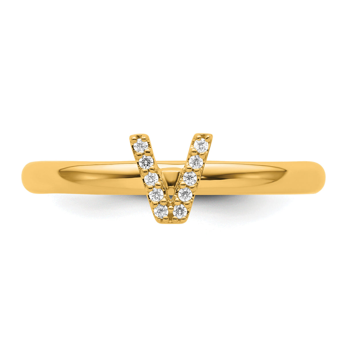 14K Stackable Diamond Initial V Ring-SK2112VY