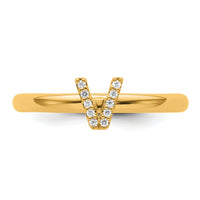 14K Stackable Diamond Initial V Ring-SK2112VY