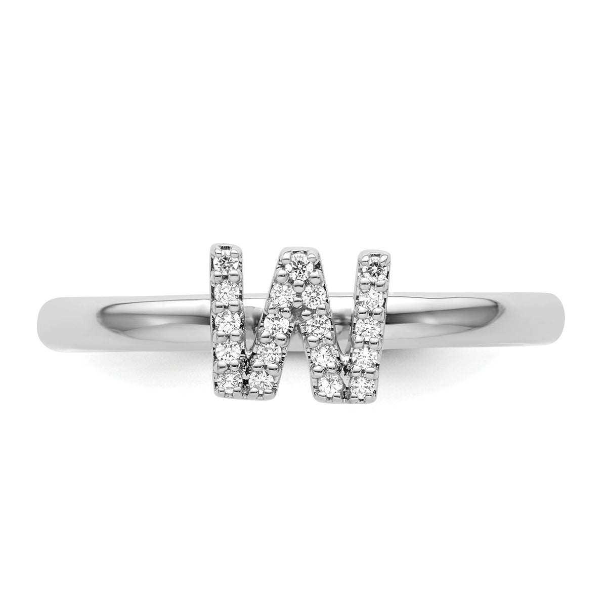 14K White Gold Stackable Diamond Initial W Ring-SK2112WW