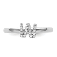 14K White Gold Stackable Diamond Initial W Ring-SK2112WW