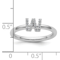 14K White Gold Stackable Diamond Initial W Ring-SK2112WW