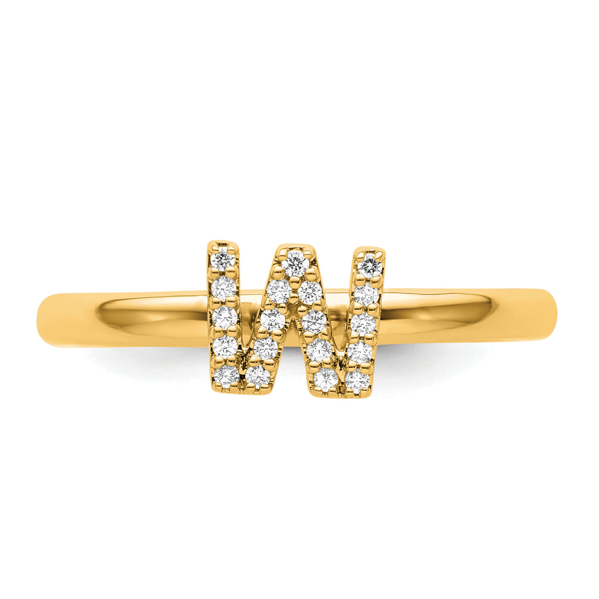 14K Stackable Diamond Initial W Ring-SK2112WY