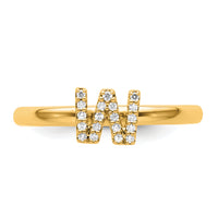 14K Stackable Diamond Initial W Ring-SK2112WY