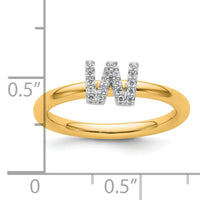 14K Stackable Diamond Initial W Ring-SK2112WY