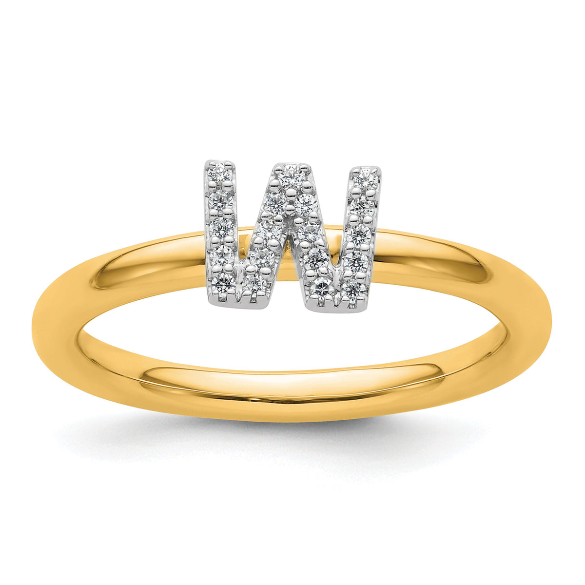 14K Stackable Diamond Initial W Ring-SK2112WY