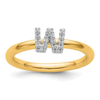 14K Stackable Diamond Initial W Ring-SK2112WY