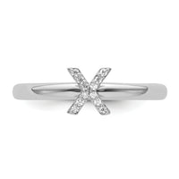 14K White Gold Stackable Diamond Initial X Ring-SK2112XW