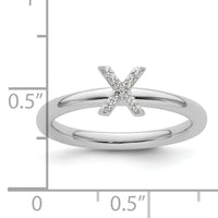 14K White Gold Stackable Diamond Initial X Ring-SK2112XW