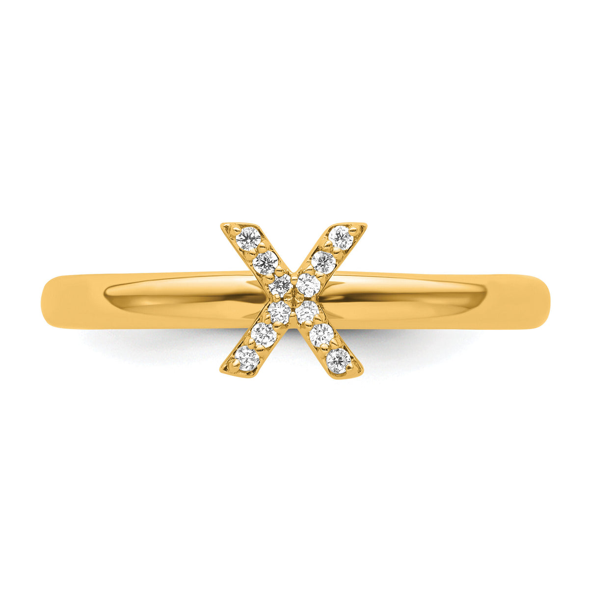 14K Stackable Diamond Initial X Ring-SK2112XY